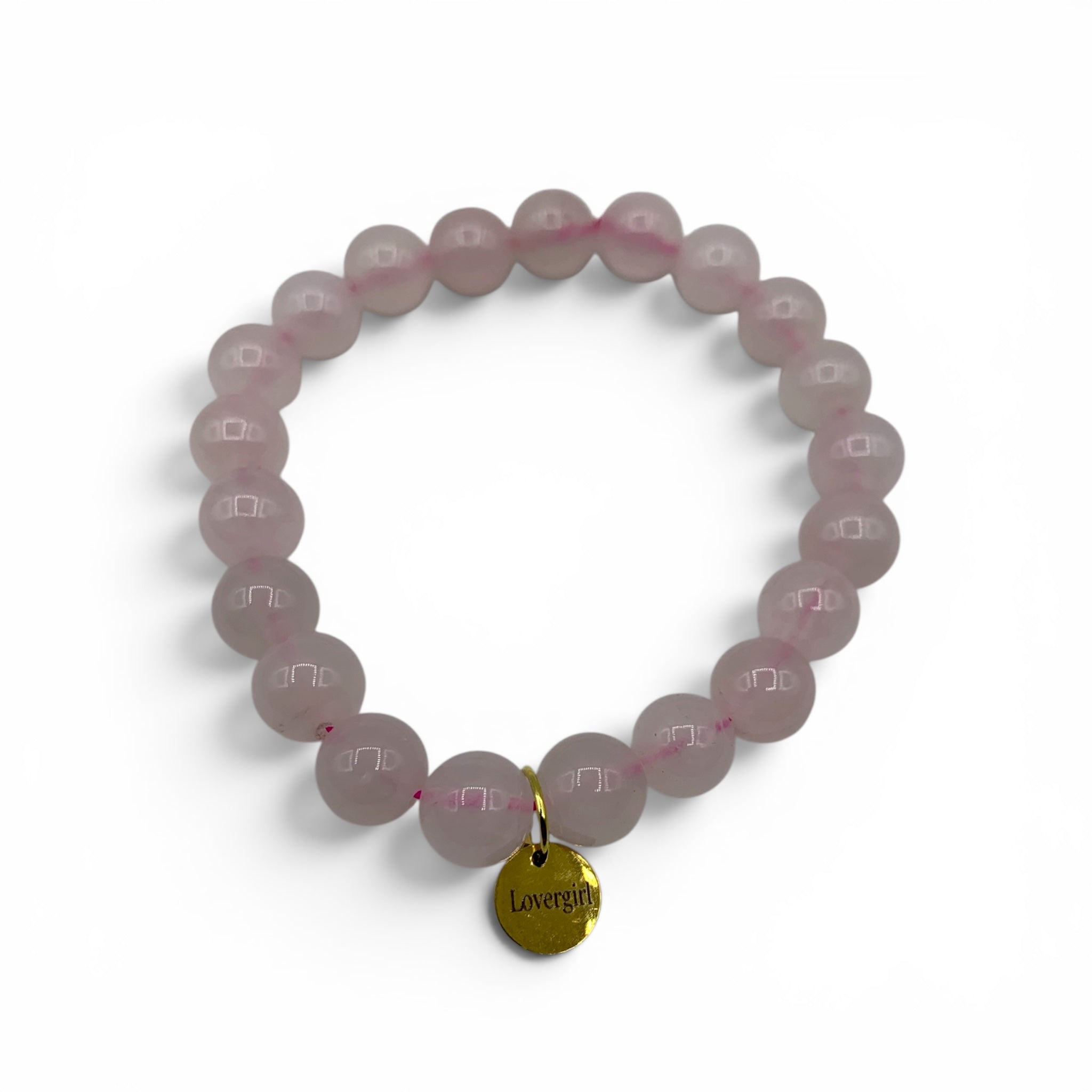 Bracelet - Rose Quartz 8mm Lover Girl Charm